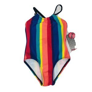 Kensie Girl Size 4 Striped One Piece Racer Back Swimsuit